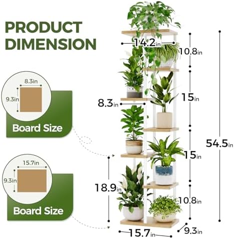 Bamworld Plant Stand 7 Tier Tall Shelf for Multiple Plants White - Image 4