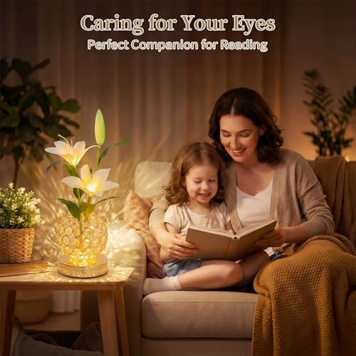 Stargazer Lily Crystal Table Lamp, Rechargeable Touch Flowers Lamp - Image 6