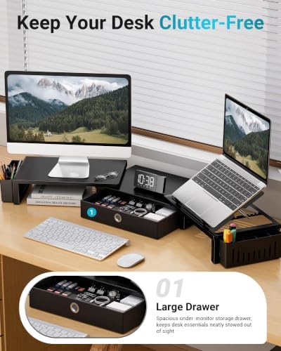BONTEC Monitor Stand Riser, Adjustable Laptop Stand, Desk Organizer - Image 4