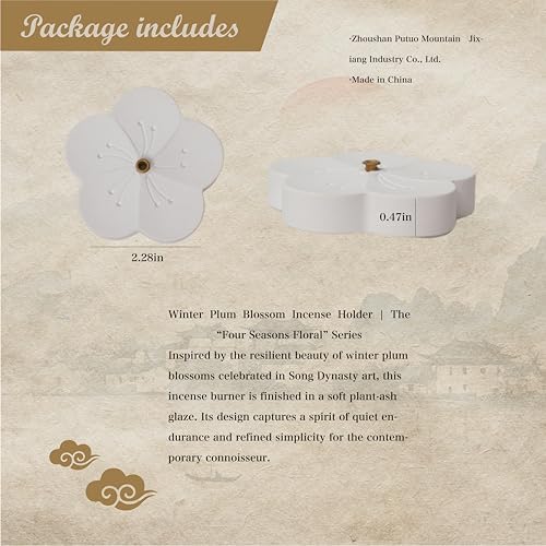 Incense Holder for Sticks with 0.3cm Holes - Cherry Blossom Design Portable Ash Catcher & Burner for Desk, Office, Tea Room, The “Four Seasons Floral” Series - Image 2