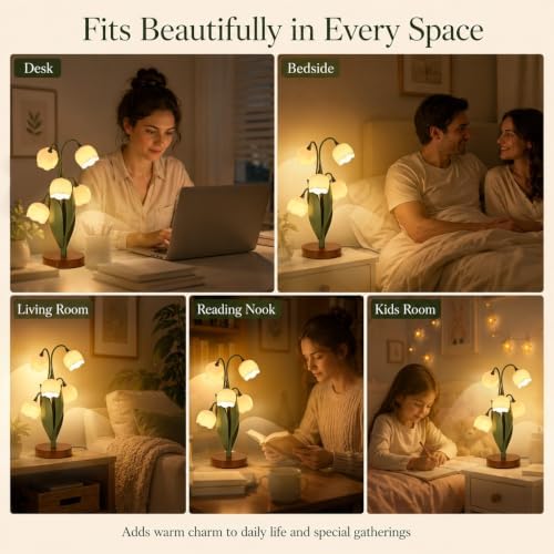 Flower Table Lamp for Bedroom, LED Cute Reading Light - Image 2