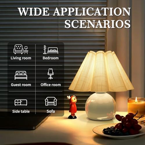 Light Blue Small Touch Control Table Lamp for Bedroom,Blue Bedside Lamps for Nightstand,Cute Mini Small Table Lamps for Small Spaces with Scalloped Shade for Kitchen Counter,Bookshelf,Living Room - Image 3