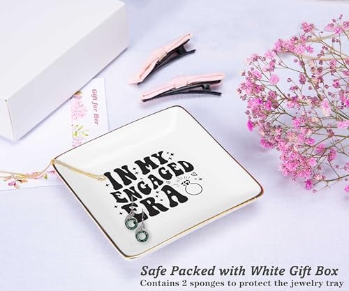 NZY Engagement Gift for Newly Engaged Bride,woman,Bridal Shower Gifts,Bachelorette Present for Bride,Best Friend,Fiance,Future Mrs,Ceramic Jewelry Tray Trinket Holder Ring Dish-In My Engaged Era - Image 2