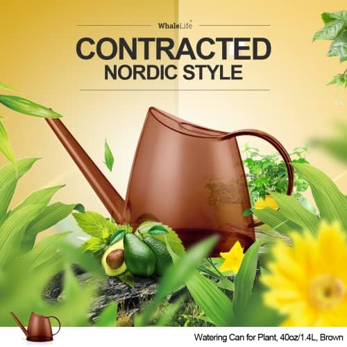 Small Indoor Plant Watering Can Long Spout 1.4L Brown - Image 2