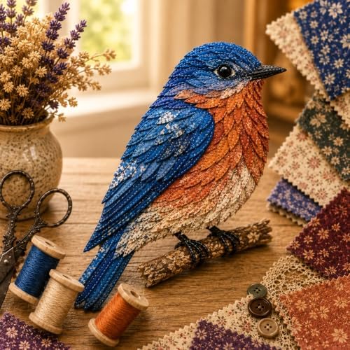 3D Patchwork Bird DIY Craft Kit, Home Wall Decor Gift, Stress Relief, Creative Handmade Art, Bird Design, Colorful, Delicate, Easy for Beginners, Unique Gift for Adults(Bluebird) by Unknown