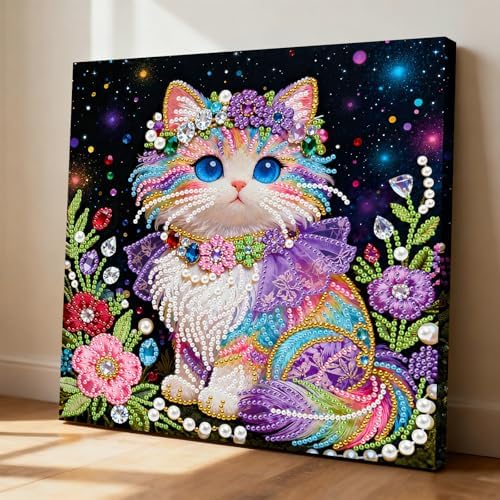 LQCrafK DIY 3D Pearl Art Painting Handcraft Kit for Adults Beginners, Home Wall Decoration, Creative Design Framed Painting with Tools-Colorful Kitten - Image 5