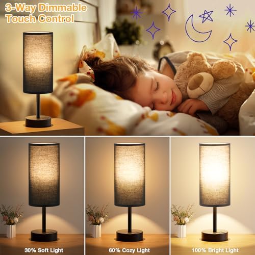Dicoool Bedside Table Lamp for Bedroom - 3-Way Dimmable Touch Lamp, USB A+C - Image 3