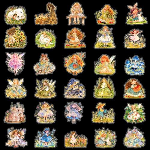 60Pcs Kawaii Girls Stickers for Journaling - Cute Sweet Cartoon Transparent Collage Scrapbooking Supplies Sticker Decal for Junk Journal Cards DIY Arts Crafts - Image 5