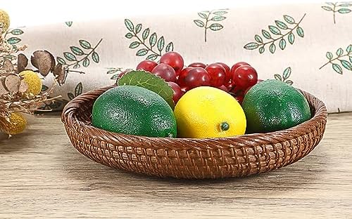 Hipiwe Small Key Basket Bowl for Entryway 7.6" Round Wicker Basket, Brown - Image 6