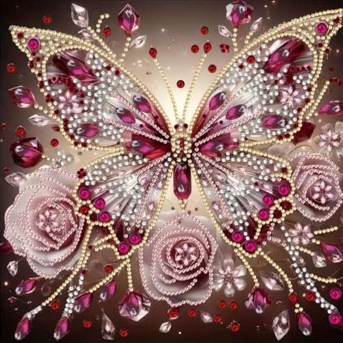 5D Diamond Art Kits for Adults Butterfly Rose Diamond Painting Kits 12x12in by Unknown