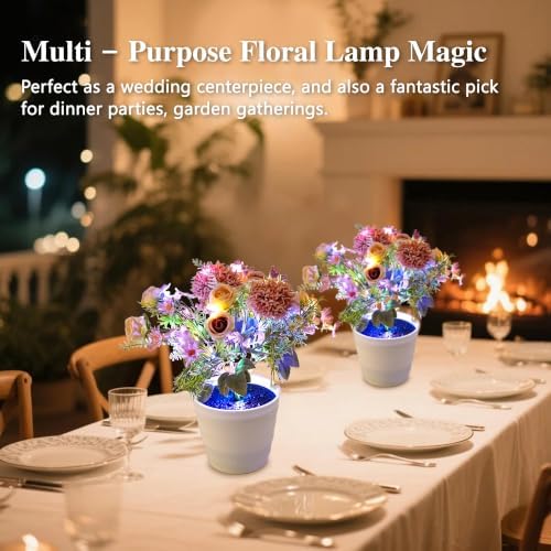 Artificial Pink Flower Night Light Bedroom Wedding Party Coffee Decor - Image 2