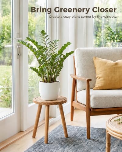 Bamworld 3 Pack Plant Stand Indoor Single Plant Stand for Multiple Plants Corner Plant Stool Wooden Plant Stands for Patio Garden Balcony Living Room Bedroom(Nature) - Image 4