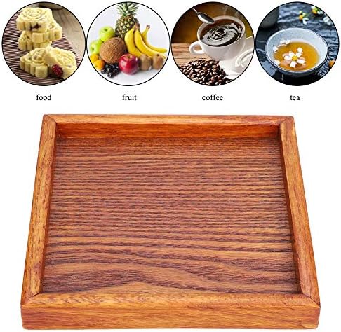 Wooden Serving Tray, Small Square Ottoman Table Tray Solid Wood Tea Coffee Snack Food Dinning Serving Tray Plate for Coffee Table, Breakfast, Dinner, Bar(12.5 * 12.5 * 2cm) - Image 4