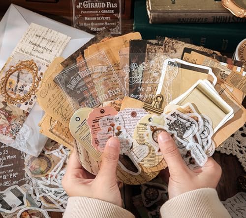 japleed 400PCS Vintage Journaling Scrapbooking Supplies Kit, Retro Aesthetic Decorative Ephemera Scrapbook Paper Stickers Material for Junk Journal Planner Diary Collage Art Craft Decoupage Album - Image 4