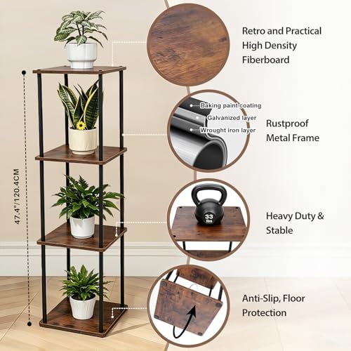 Vigordream Plant Stand Indoor Tier Metal Wood Plant Shelf for Muti Pots - Image 2