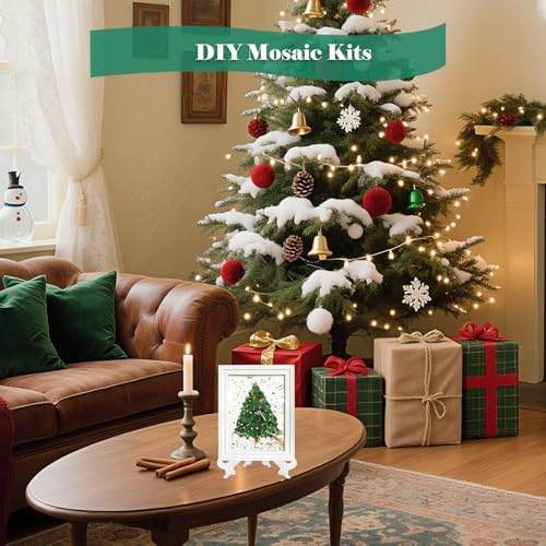 CIYOJA Sea Glass Christmas Tree Craft Kit for Adults: Resin & Mosaic Art Kit with Frame Sea Crushed Glass, Holiday Resin Kit for Handmade Christmas Decorations & Gifts, Beginner-Friendly Home Décor - Image 4