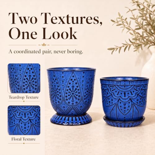 Gepege Ceramic Plant Pots, 6 Inch Indoor Planters with Drainage & Saucers - Image 6