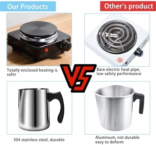 Haccah Candle Making Kit, Wax Melter for Candle Making Supplies, Candle Wax Warmer for Adults,Beginners, Including 500w Electric Stove,900ml Melting Wax Pouring Pot, Thermometer, Spoon, Candle Wick - Image 5