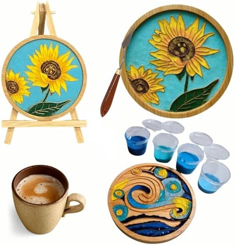 DIY Coaster Craft Kits, Cloisonne Filigree Enamel Art Painting Crafts Coasters Starter Kit, DIY Craft Coasters Supplies for Adults, Hobby for Adults Women Elderly, Handmade Home Decor Gifts by Unknown