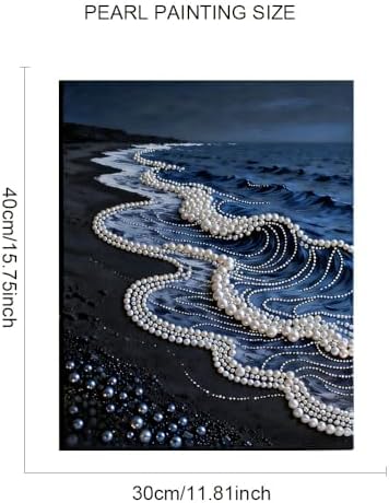 Mrchfr Wave Pearl Painting Kit for Adults & Beginners, DIY Ocean Theme DIY All-Pearl Dot Painting, Stress Relief Art Craft Supplies for Gift Home Wall Decor, No Frame (Style C with Frame) - Image 2