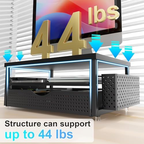 gianotter Desk Organizers and Accessories, Monitor Stand with Drawer and 2 Pen Holder, Desktop Organizer Suitable for Offices and Dormitories (Matte Black) - Image 7