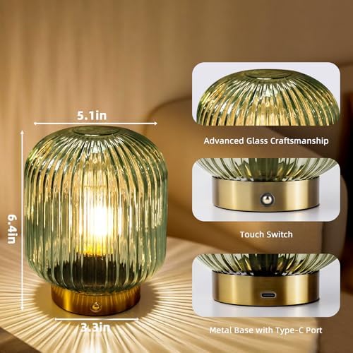 MJ PREMIER Rechargeable Table Lamp,Cordless Lamp with Memory Function,Green - Image 5