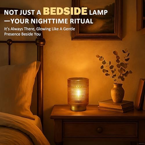 Battery Operated Decorative Lamp with Timer for Bedside/Bookshelf Decor,Cordless Small Accent Table Lamp with LED Warm Bulb for Nightstand/Entryway/Coffee Table/Office Cubicle/Dorm Room Decor(Gold) - Image 2