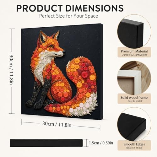 Framed Button Art Kit 11.8" DIY Mosaic Craft for Adults(Fox) - Image 6