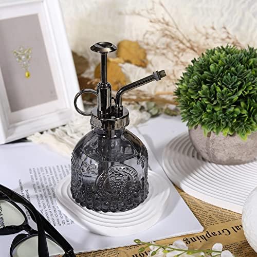 Glass Plant Mister Spray Bottle, Vintage Plant Water Spritzer, Succulent Spray Bottle with Top Pump, Small Glass Sprayer Mister Watering Can for Indoor Outdoor Houseplant - Grey - Image 6