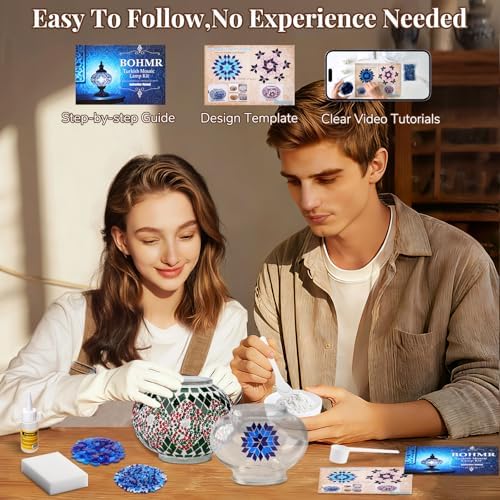 DIY Turkish Mosaic Lamp Kit for Adults & Teens, 5.2" Shade, Green - Image 2
