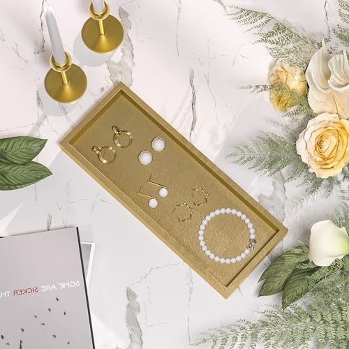 ZHWS Gold Bathroom Vanity Tray for Soap Dispenser, Perfume, Jewelry, Candle, Makeup, Decor, Toilet Tank Tray, Kitchen Tray for Spice, Salt, Coffee 11.3”L x 4.4”W x 1.14”H - Image 5
