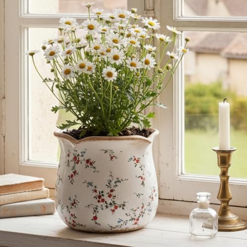 Ceramic Pots for Plants, French Country Flower Pot & Vase with Drainage - Image 2