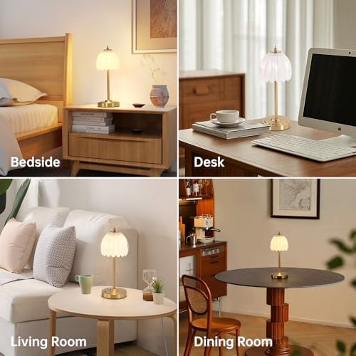 Shenmoyl Small TulipTable Lamp, 3 Color Temperatures, Table Lamps for Living Room, Bedroom, Nightstand (White Tulip) - Image 3