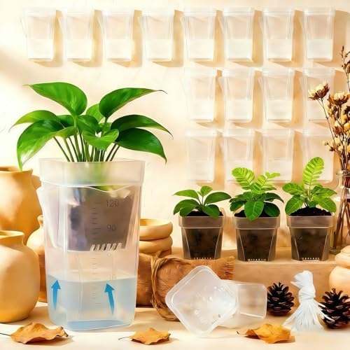 16 Pack 2" Mini Self Watering Pots Clear Deep Square Planters by Unknown