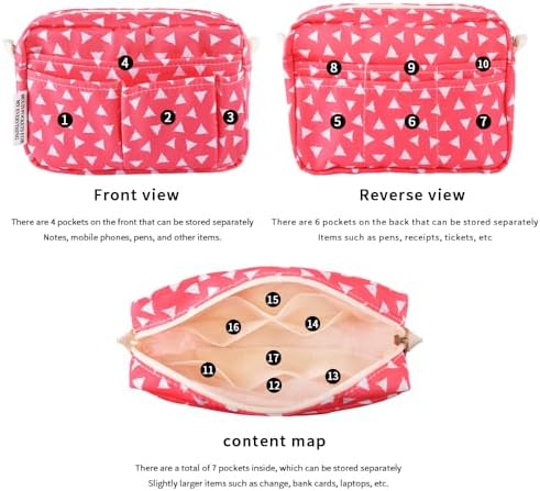 Multiple Pockets Portfolio Organizer with Zipper,Makeup Bag Pencil Pouch - Image 4