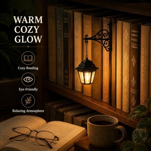 Library Lantern Book Nook Light,Vintage Decor Hanging Mini Bookshelf Lamp - Image 7