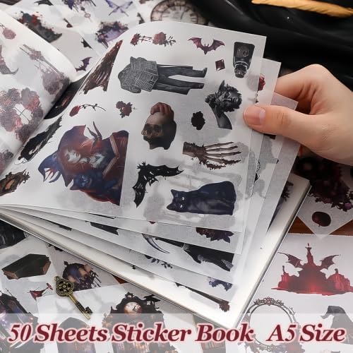 500PCS Stickers Book for Journaling Supplies,Dark Gothic Scrapbook Paper - Image 4