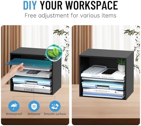 5-Tier Paper Organizer for Desk, Adjustable Mail Organizer, Black - Image 4