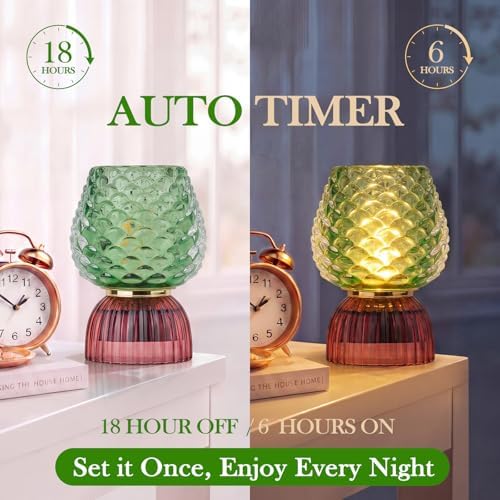 Small Battery Operated Lamp with Timer, Pinecone, Green - Image 4