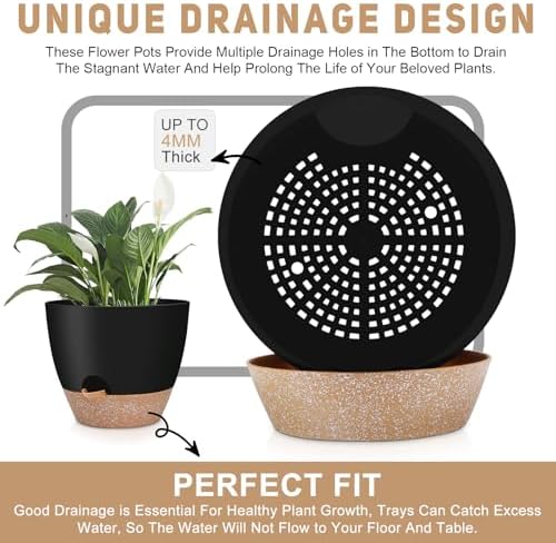 YNNICO 12" 10" 9" Large Self Watering Plant Pots for Indoor Outdoor Plants - Image 6