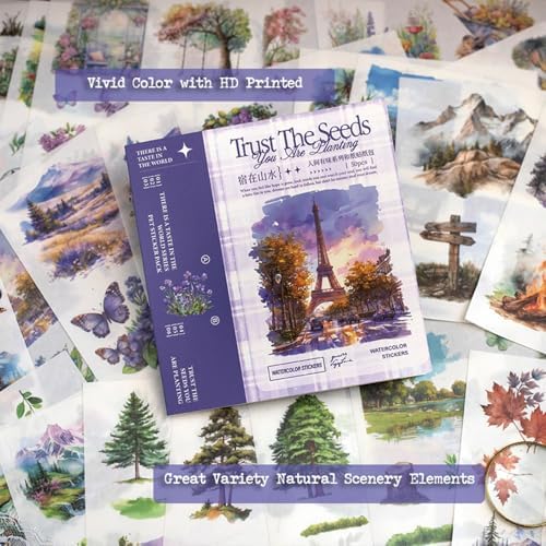 Seasonal Nature Landscape Stickers for Junk Journal Supplies, 50 Sheets Pre-Cut Washi Scrapbook Sticker Book for Journaling, Scrapbooking, Bujo, Planners, Card Making, Collage, Art Crafts - Image 2