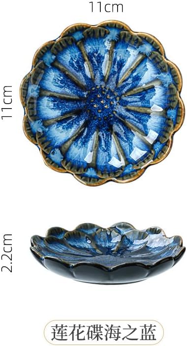 JAMEND CLXP Lotus Ring Holder Dish Small Indoor Ash Tray, Ceramic Dessert Plate Trinket Jewelry Holder Organizing Necklace Earrings for Parents Friends Sister, Blue. All Jewelries Are NOT Included. - Image 3
