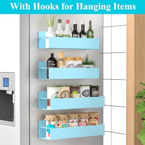HuggieGems Metal Magnetic Spice Rack for Refrigerator Blue, 4 Pack - Image 2