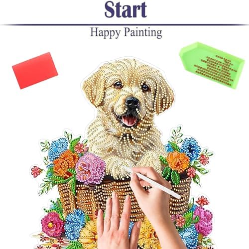 Diamond Painting Kits for Adults Beginners, 5D Full Drill Dog Crystal Art Desktop Ornament, DIY Single Sided Home Office Desk Decor, Creative Craft Gift Set with Tools - Image 6