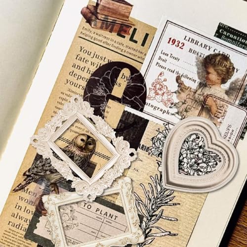 100 Pcs Vintage Frame Decorative Stickers - Scrapbooking Supplies for Planners, Wedding Albums, Junk Journals & Crafts (Color-1) - Image 3