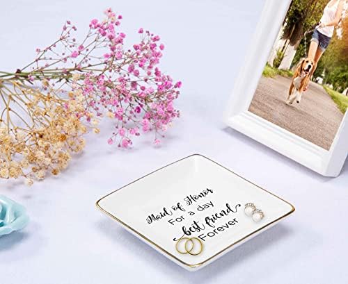 Maid of Honor Proposal Gifts from Bride-Wedding Presents for Sister Best Friends-Maid of Honor for a Day Best Friend Forever-Hen Night Bachelorette Party Gift-Jewelry Tray Trinket Holder Ring Dish - Image 4