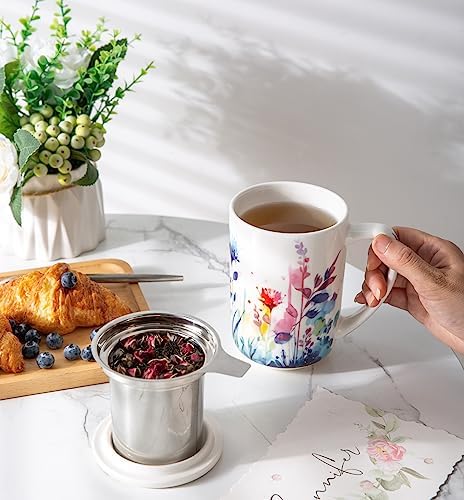 AmorArc Tea Cup With Infuser and Lid, 18oz Loose Leaf Tea Mug With Steeper - Image 4