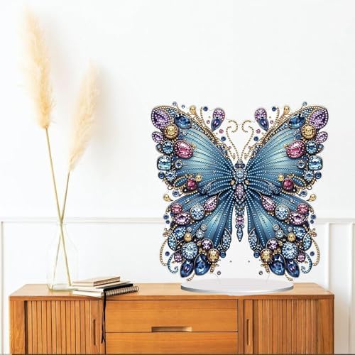 Diamond Painting Kits for Adults Beginners, 5D Full Drill Flowers and Butterfly Crystal Art Desktop Ornament, DIY Single Sided Home Office Desk Decor, Creative Craft Gift Set with Tools - Image 4