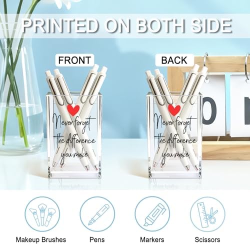 Never Forget The Difference You Make Acrylic Pencil Holder Cup, Farewell Retirement Thank You Gifts for Women Nurse Employee, Inspirational Pen Holder for Coworker Leader, Makeup Brushes Holder - Image 3