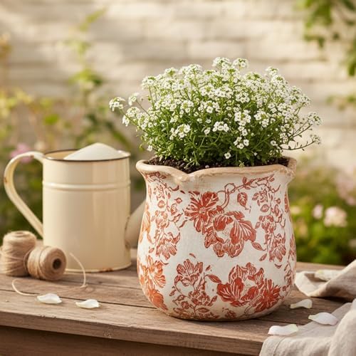 Country Farmhouse Fall Planters, Vintage Ceramic Plant Pot with Drainage - Image 2